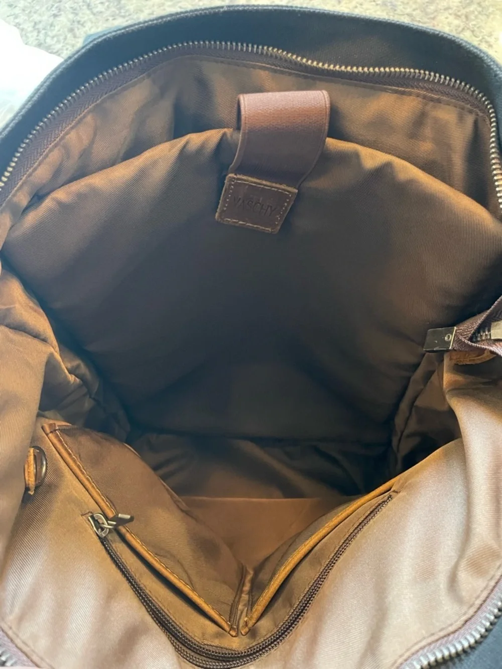 Vaschy distressed cowhide and waterproof Canvas Tote/computer Bag